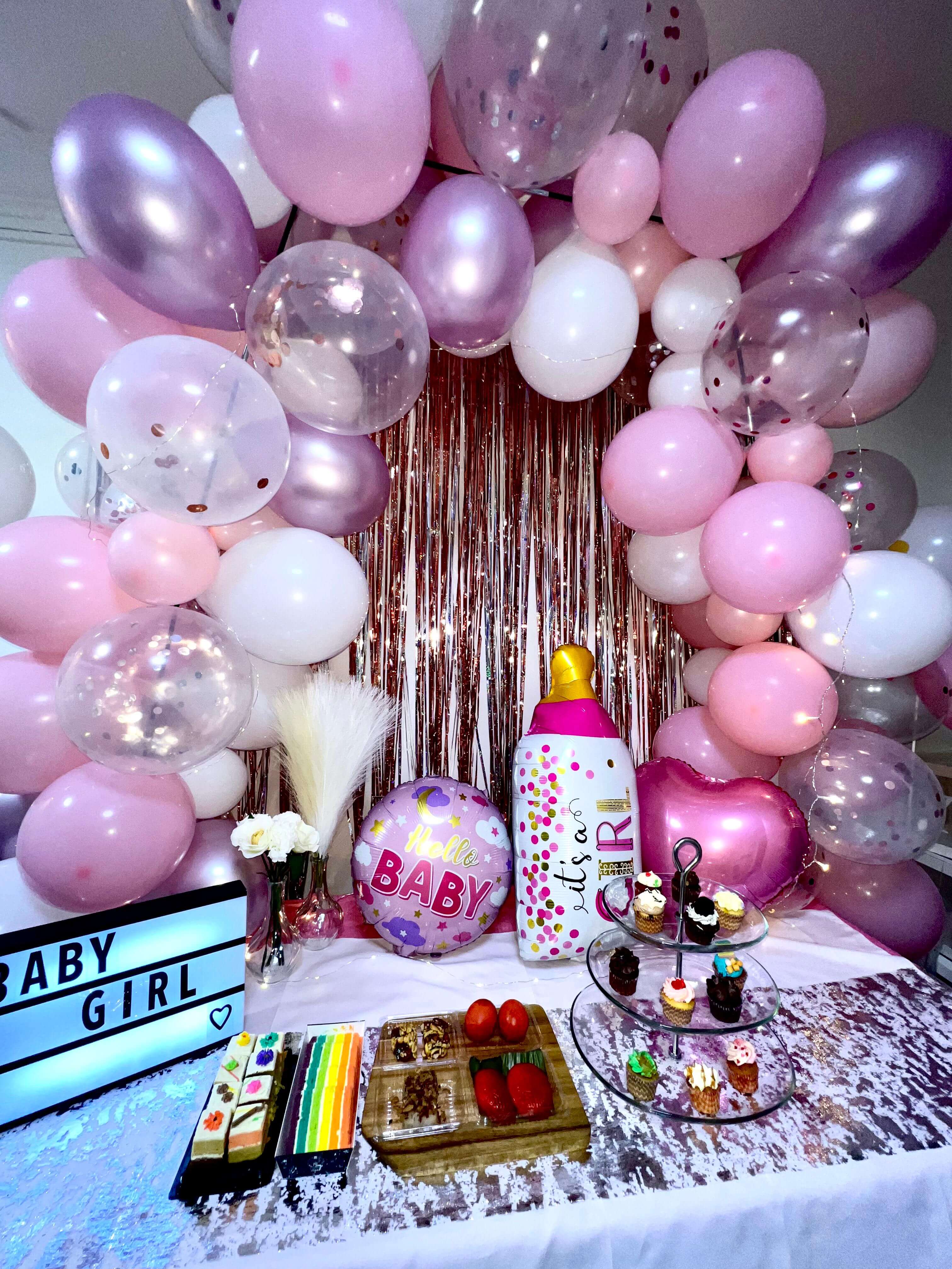 Girl baby shower decorations event planner. Discover creative baby shower ideas and pretty decorations for a memorable baby shower celebration. Explore our selection at SEA Events now!